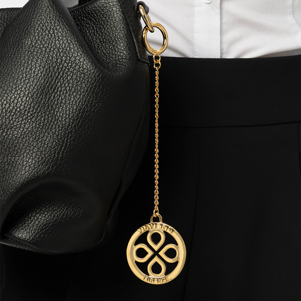 Borsa a Mano con Tracolla VIAVERDI in Pelle Nera Made in Italy linea Castiglione