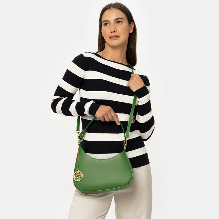Borsa a Spalla VIAVERDI in Pelle Verde Made in Italy linea Certaldo