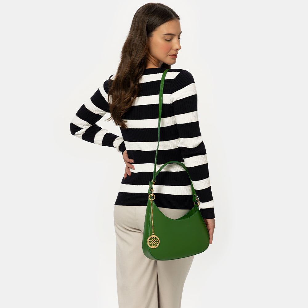 Borsa a Spalla VIAVERDI in Pelle Verde Made in Italy linea Certaldo