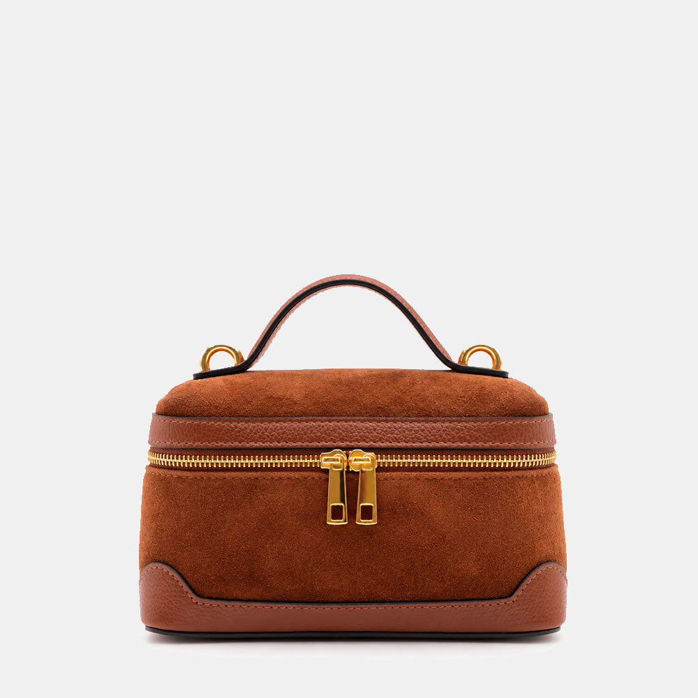 Borsa Mini Bag VIAVERDI in Camoscio Marrone Made in Italy linea Montalcino