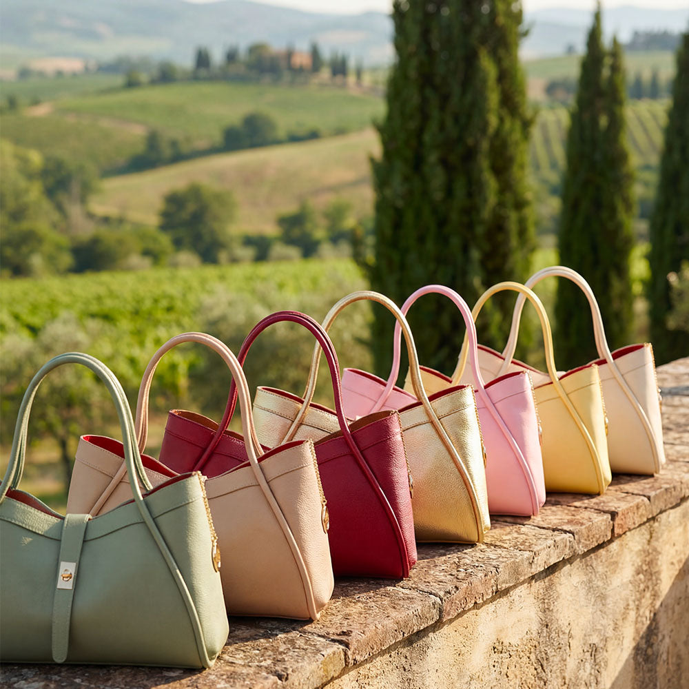 VIAVERDI Women's Shoulder Bag in Sage Green Leather Made in Italy, Cortona Line