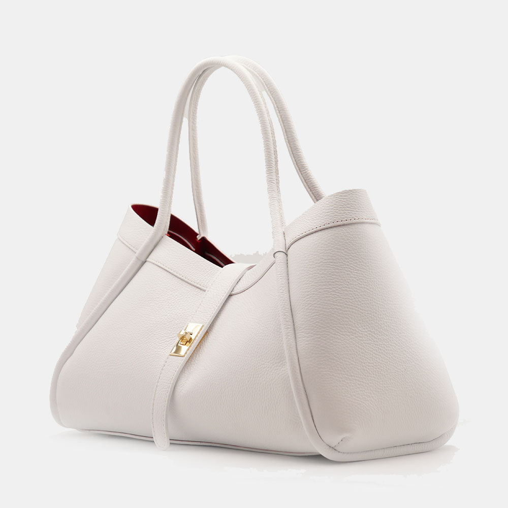 Borsa Donna a Spalla VIAVERDI in Pelle Bianca Chiaro Made in Italy linea Cortona