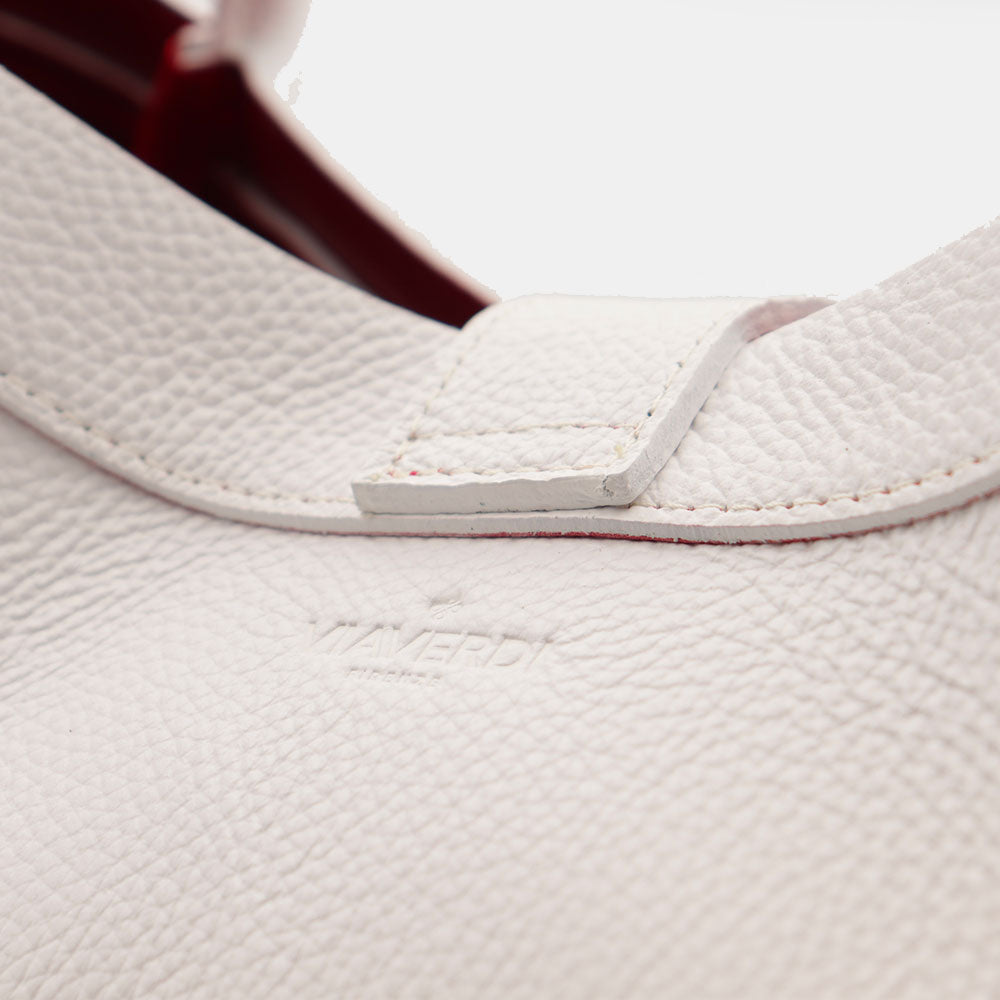 Borsa Donna a Spalla VIAVERDI in Pelle Bianca Chiaro Made in Italy linea Cortona