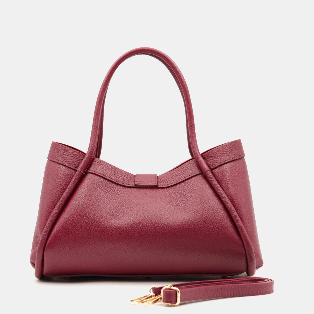 Borsa Donna a Mano VIAVERDI in Pelle Bordeaux Made in Italy linea Cortona