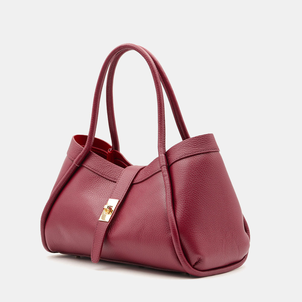Borsa Donna a Mano VIAVERDI in Pelle Bordeaux Made in Italy linea Cortona