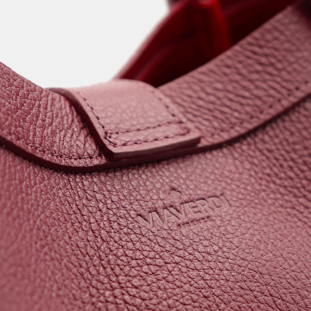 Borsa Donna a Mano VIAVERDI in Pelle Bordeaux Made in Italy linea Cortona