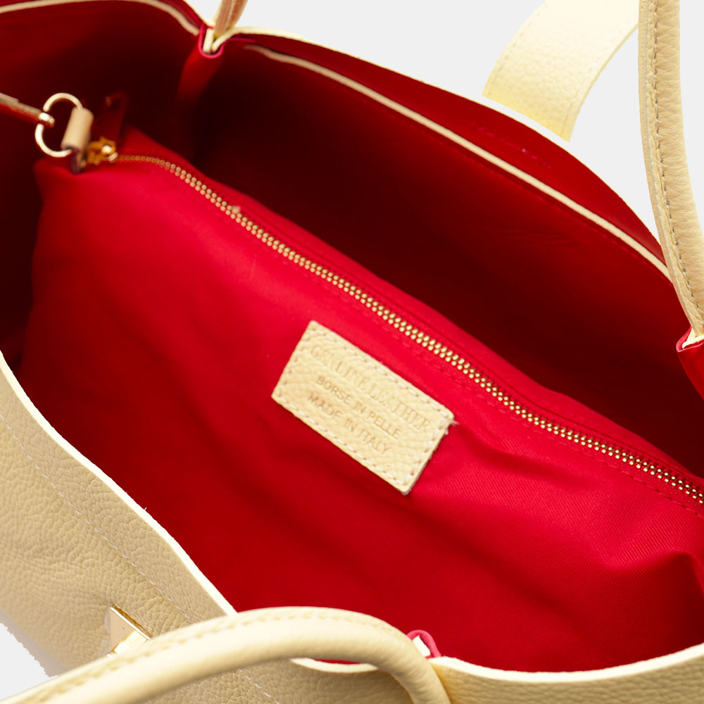 Borsa Donna a Spalla VIAVERDI in Pelle Gialla Chiaro Made in Italy linea Cortona