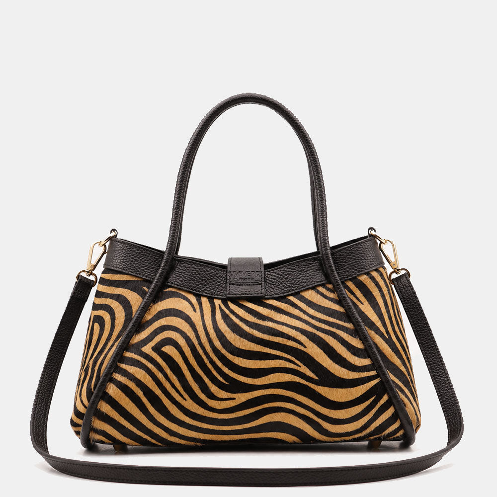 Borsa Donna a Mano VIAVERDI Pelle e Cavallino Animalier Zebrato Made in Italy linea Cortona