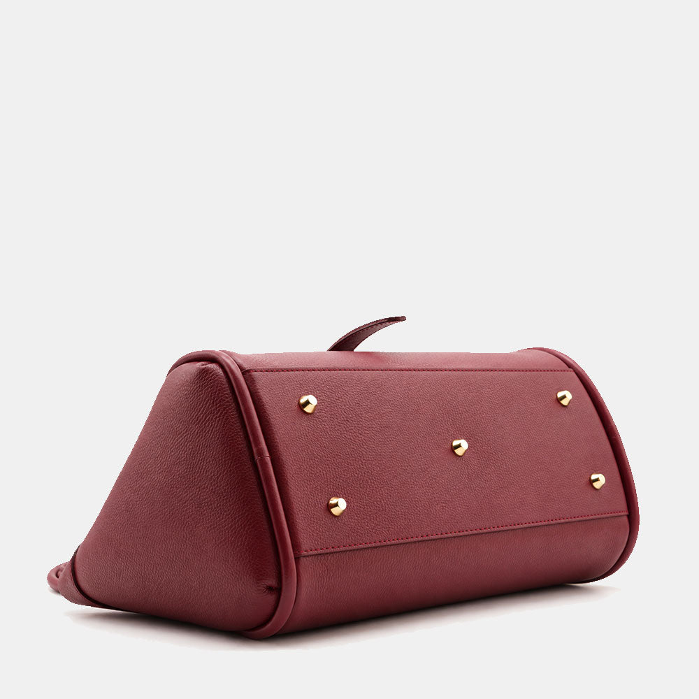 Bolso de hombro de mujer de piel burdeos ViaVerdi, Made in Italy – línea Cortona