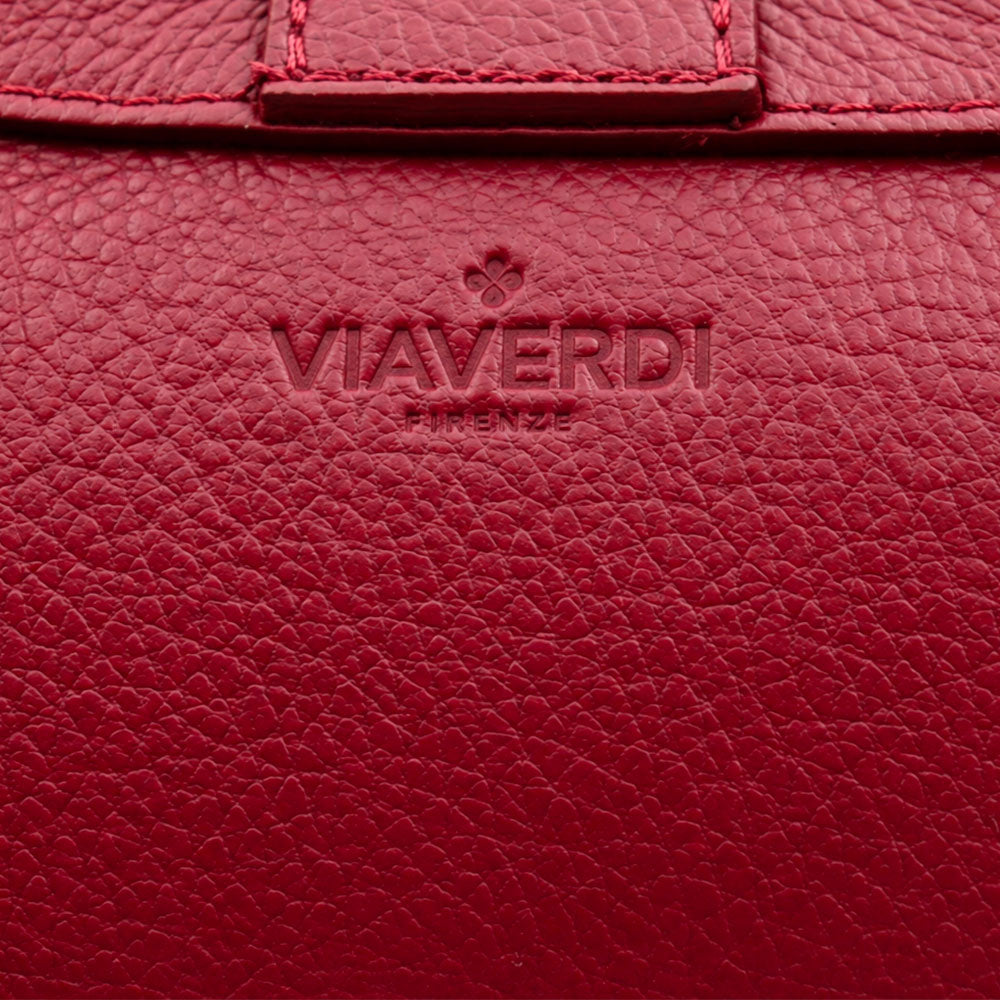 Bolso de hombro de mujer de piel burdeos ViaVerdi, Made in Italy – línea Cortona