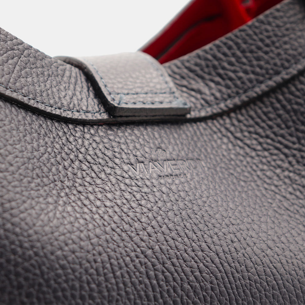 Borsa Donna a Mano VIAVERDI in Pelle Blu Made in Italy linea Cortona