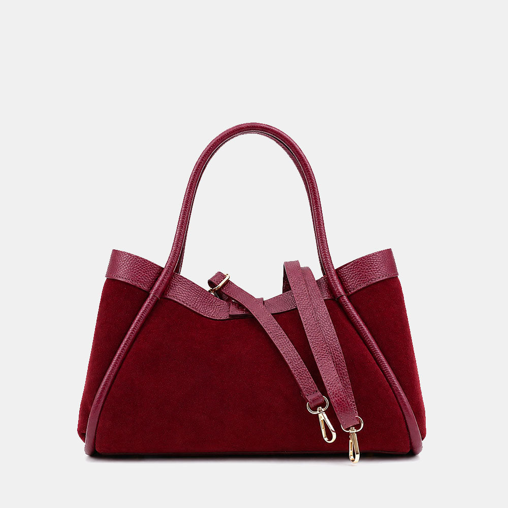 Handbag ViaVerdi in Suede and Burgundy Leather Made in Italy – Line Cortona