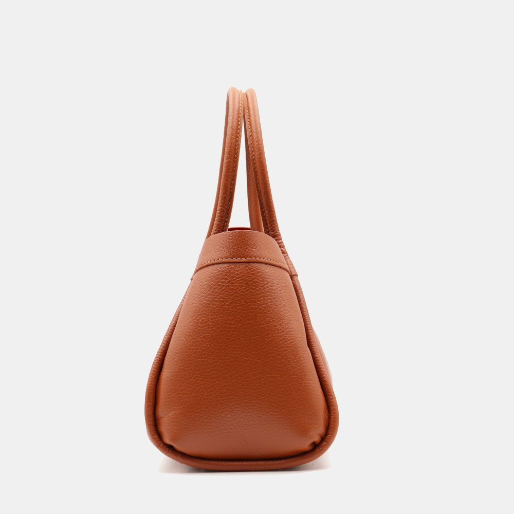 Damen-Handtasche VIAVERDI aus lederbraunem Leder Made in Italy Linie Cortona
