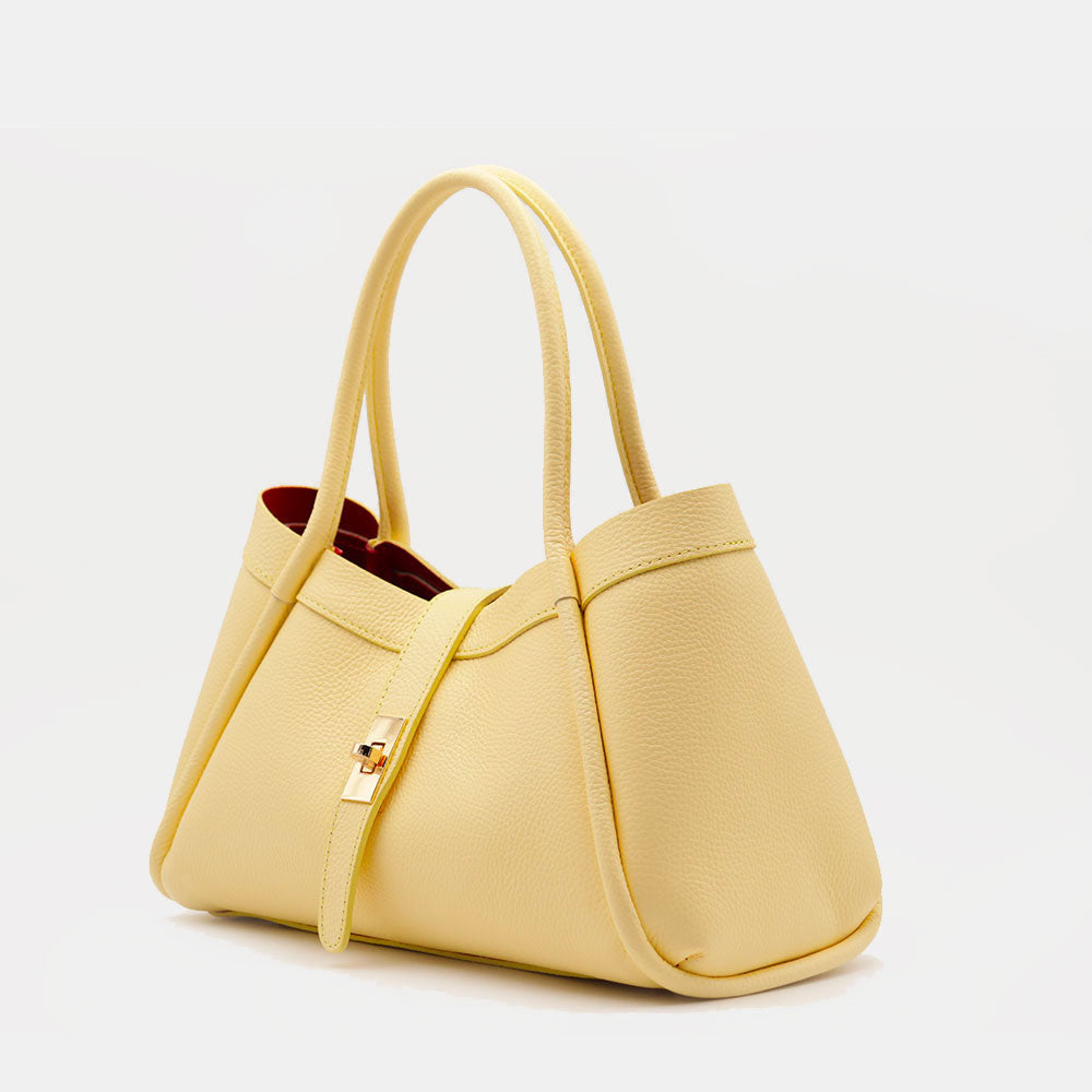 Borsa Donna a Mano VIAVERDI in Pelle Gialla Made in Italy linea Cortona