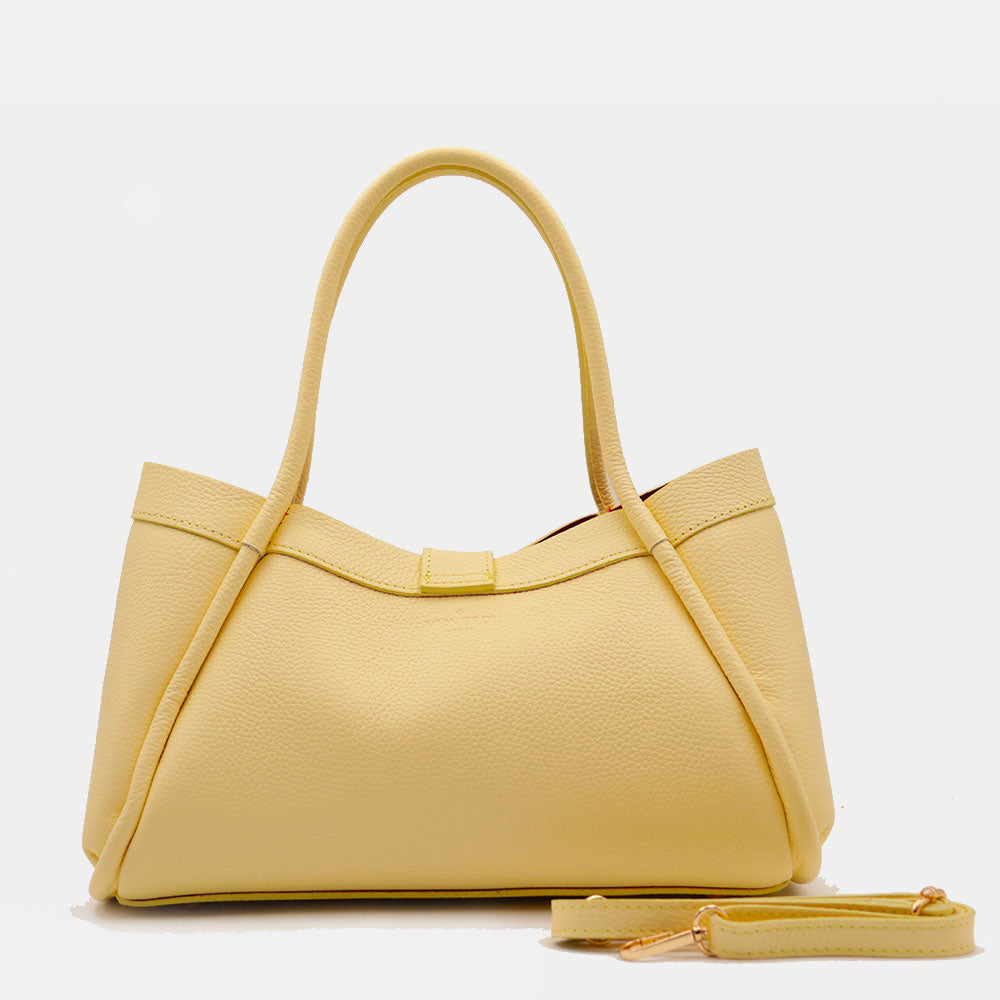 Borsa Donna a Mano VIAVERDI in Pelle Gialla Made in Italy linea Cortona