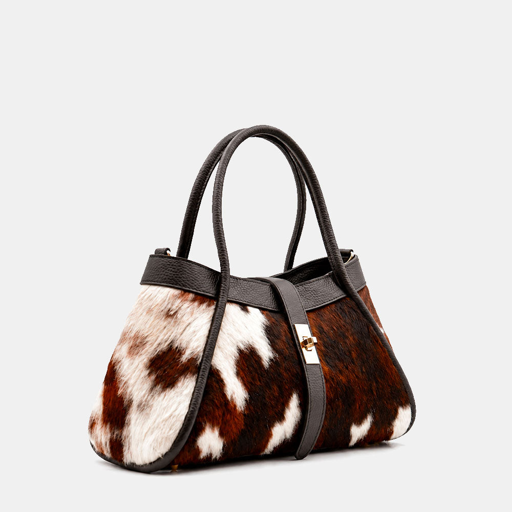 Borsa Donna a Mano VIAVERDI Pelle e Cavallino Muccato Made in Italy linea Cortona
