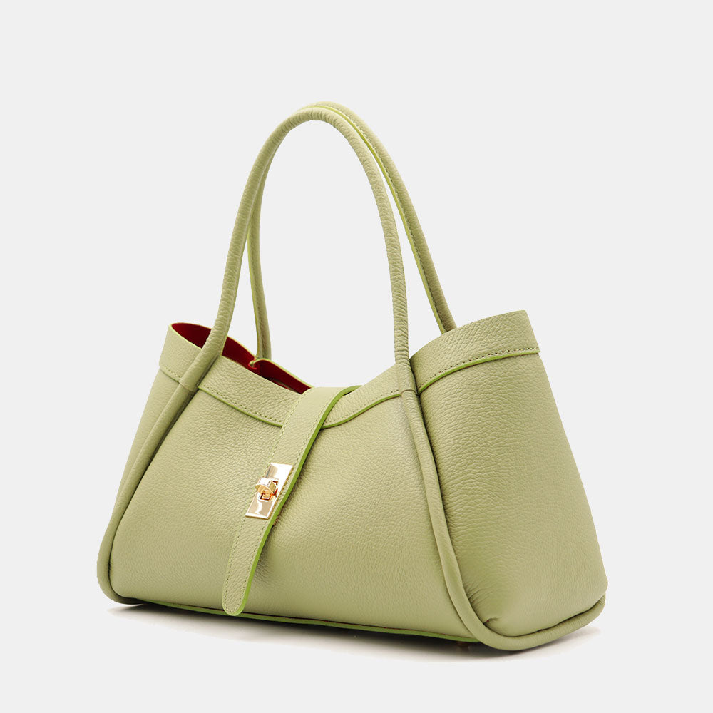 Borsa Donna a Mano VIAVERDI in Pelle Verde Made in Italy linea Cortona