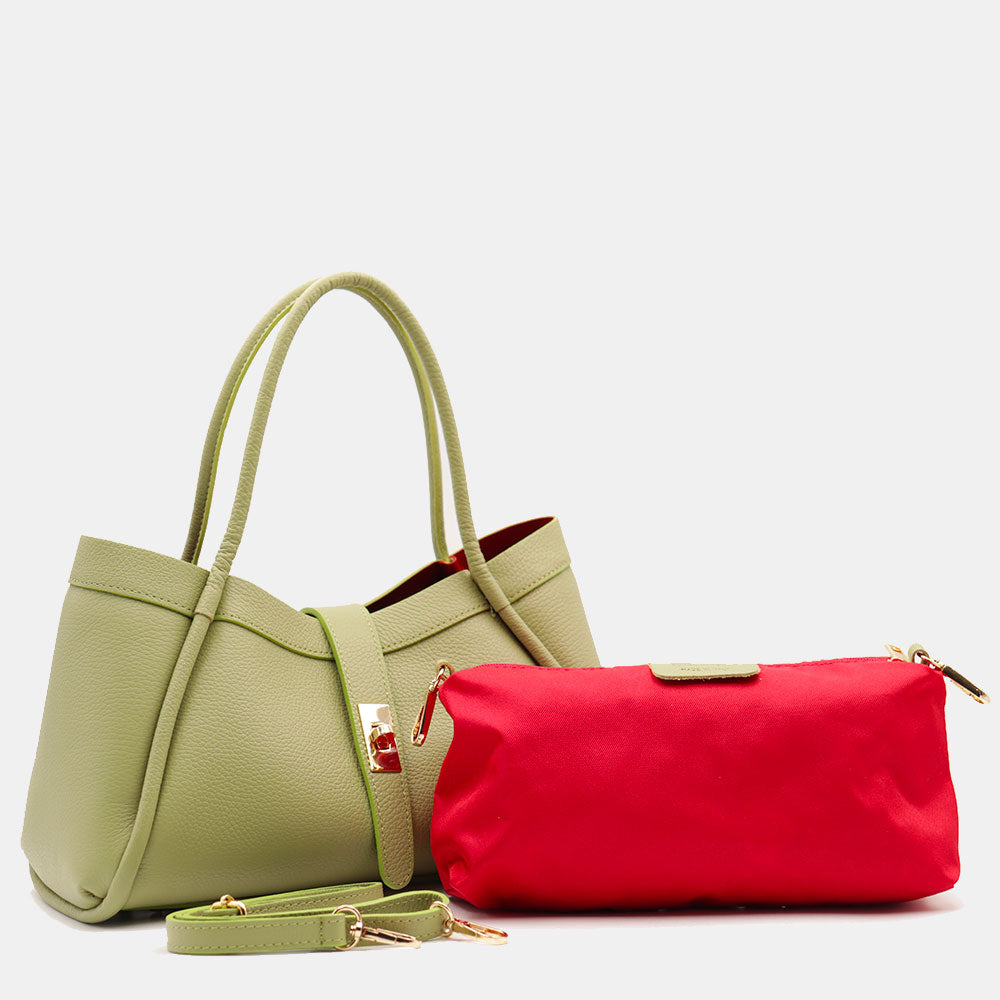 Borsa Donna a Mano VIAVERDI in Pelle Verde Made in Italy linea Cortona