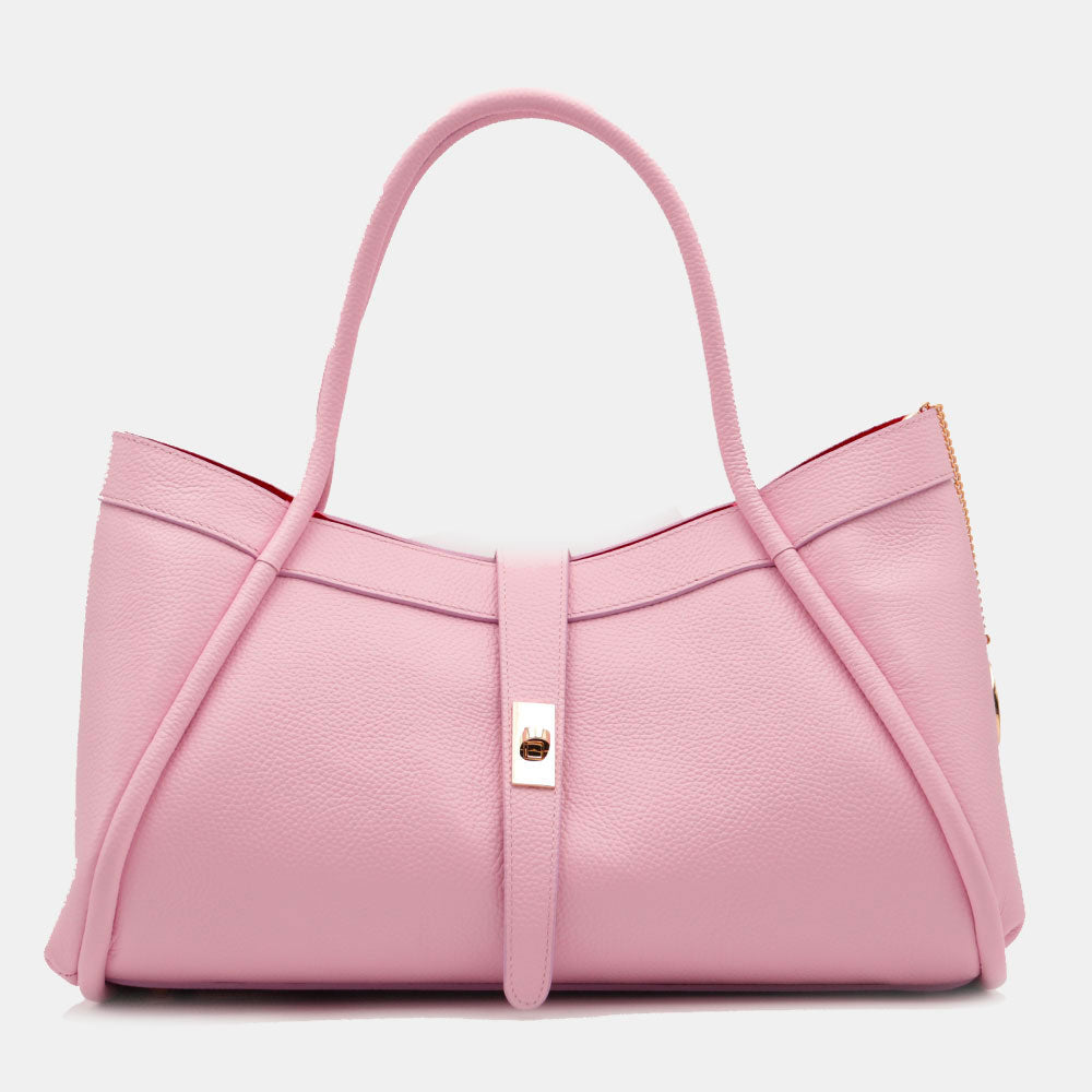 Borsa Donna a Spalla VIAVERDI in Pelle Rosa Made in Italy linea Cortona