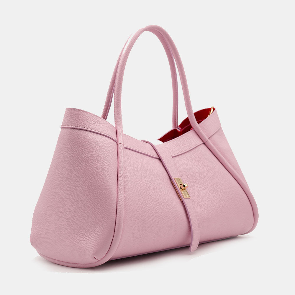 Borsa Donna a Spalla VIAVERDI in Pelle Rosa Made in Italy linea Cortona