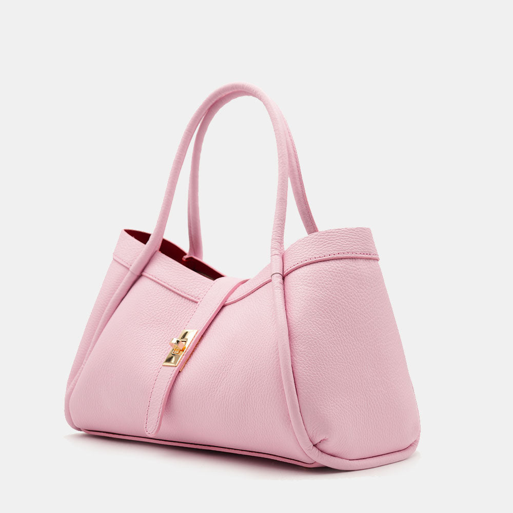 Borsa Donna a Mano VIAVERDI in Pelle Rosa Made in Italy linea Cortona