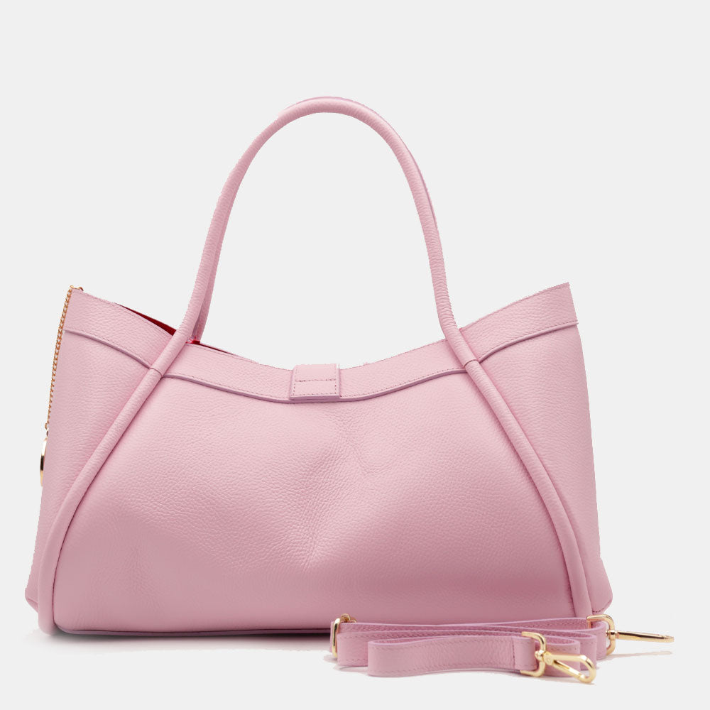 Borsa Donna a Spalla VIAVERDI in Pelle Rosa Made in Italy linea Cortona