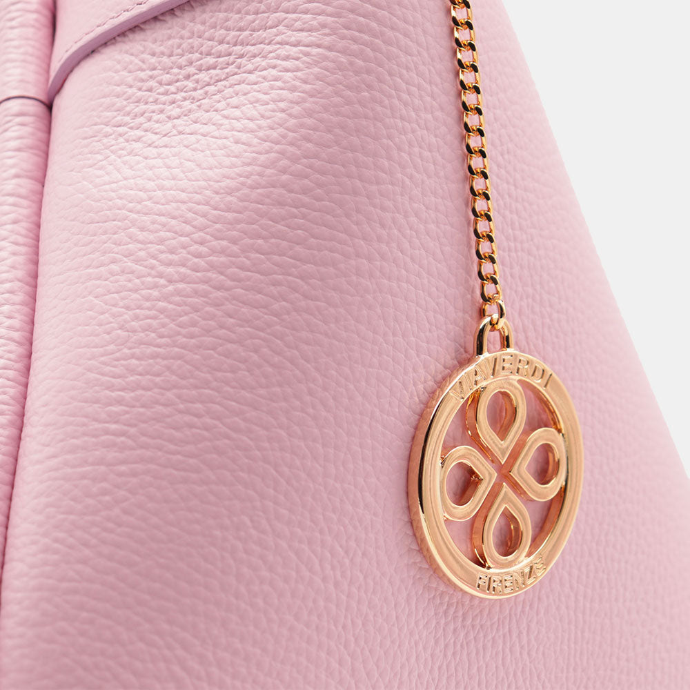 Borsa Donna a Spalla VIAVERDI in Pelle Rosa Made in Italy linea Cortona