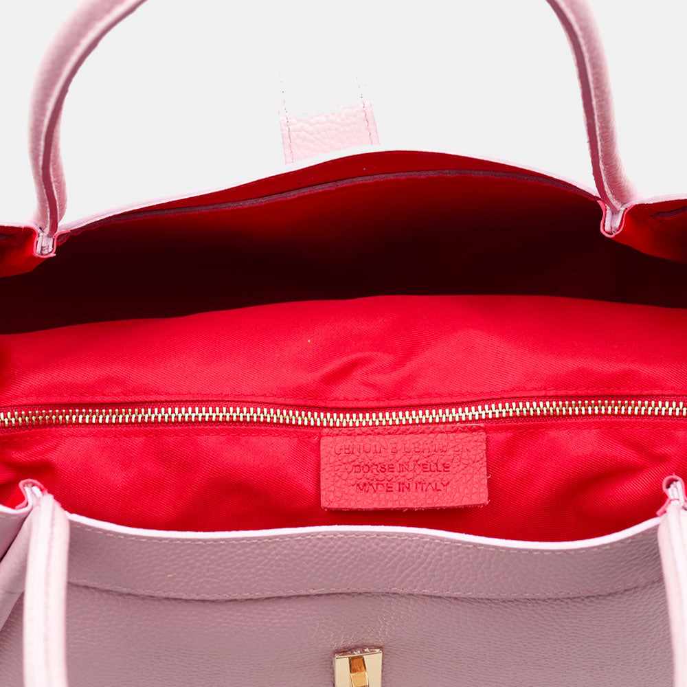 Borsa Donna a Spalla VIAVERDI in Pelle Rosa Made in Italy linea Cortona