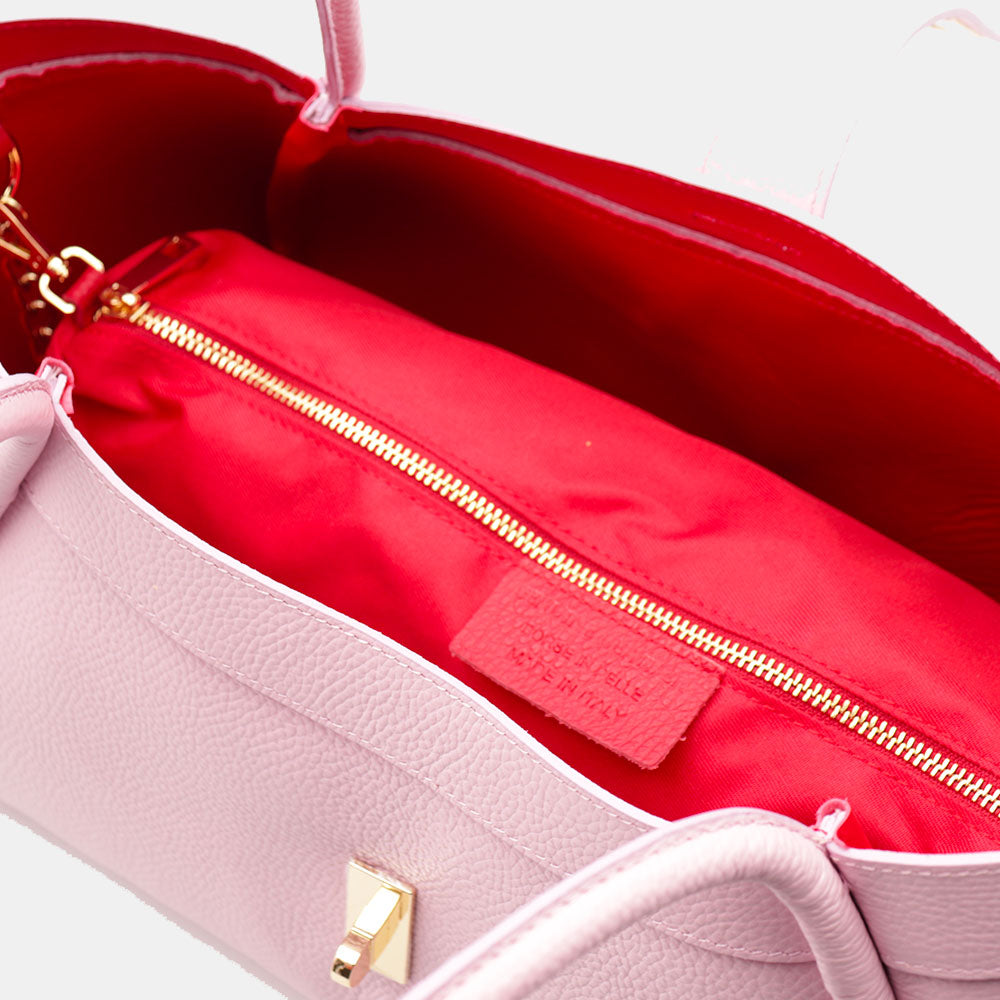 Borsa Donna a Spalla VIAVERDI in Pelle Rosa Made in Italy linea Cortona