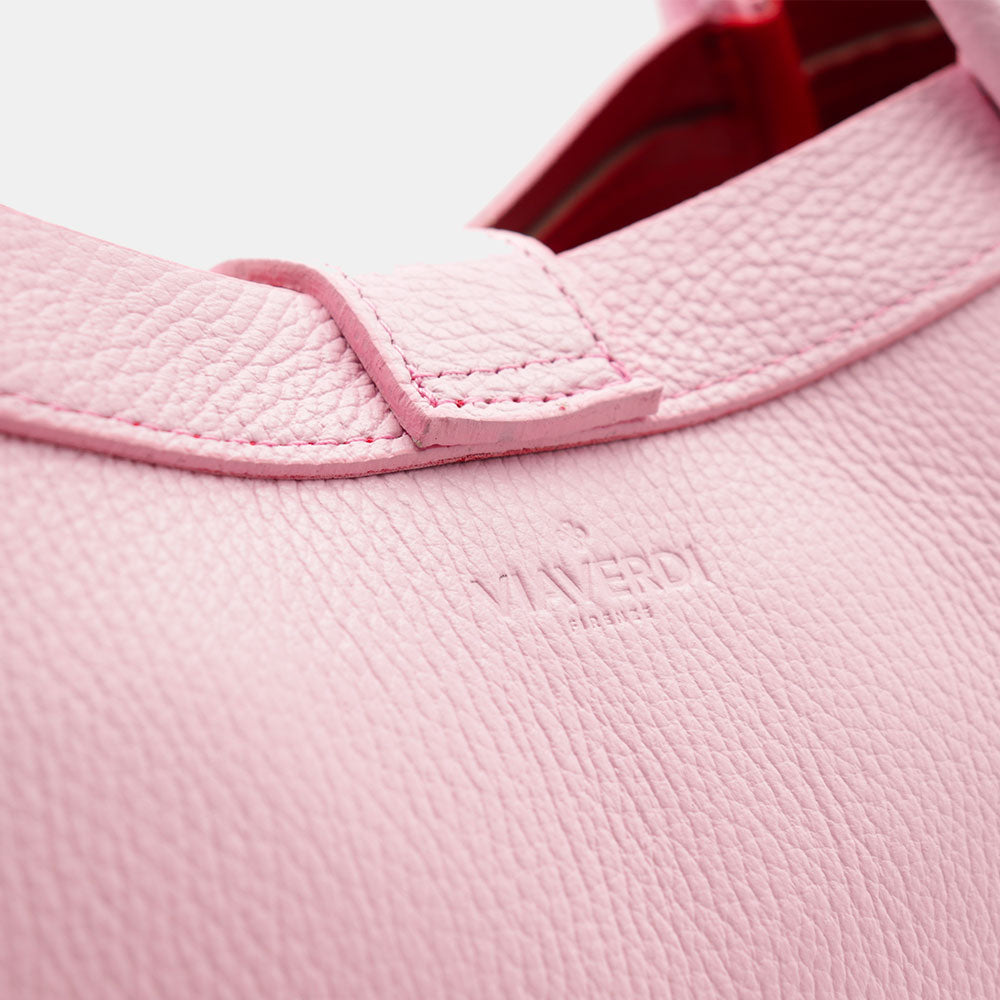 Borsa Donna a Mano VIAVERDI in Pelle Rosa Made in Italy linea Cortona