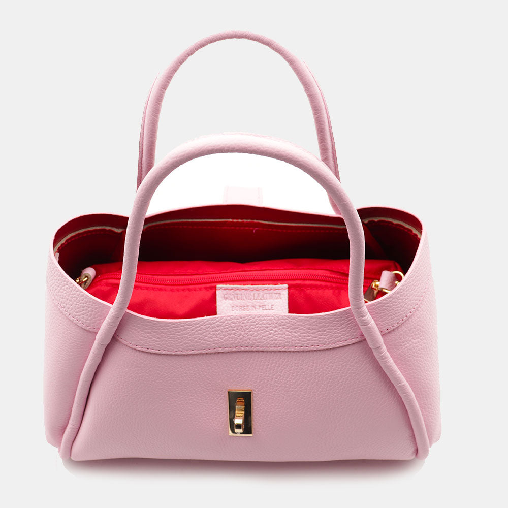 Borsa Donna a Mano VIAVERDI in Pelle Rosa Made in Italy linea Cortona