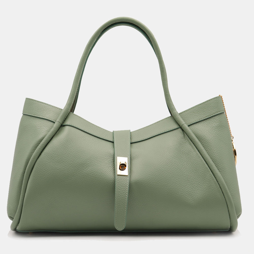 Borsa Donna a Spalla VIAVERDI in Pelle Verde Menta Made in Italy linea Cortona