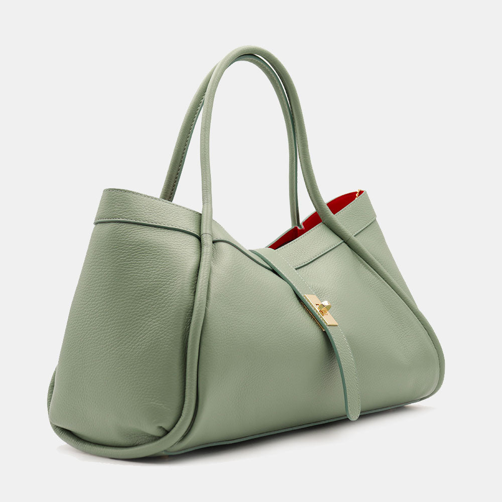 Borsa Donna a Spalla VIAVERDI in Pelle Verde Menta Made in Italy linea Cortona
