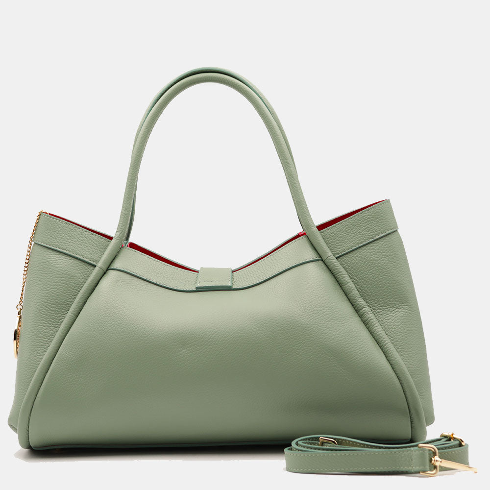 Borsa Donna a Spalla VIAVERDI in Pelle Verde Menta Made in Italy linea Cortona