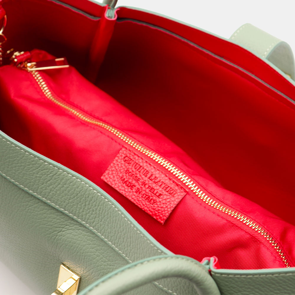 Borsa Donna a Spalla VIAVERDI in Pelle Verde Menta Made in Italy linea Cortona