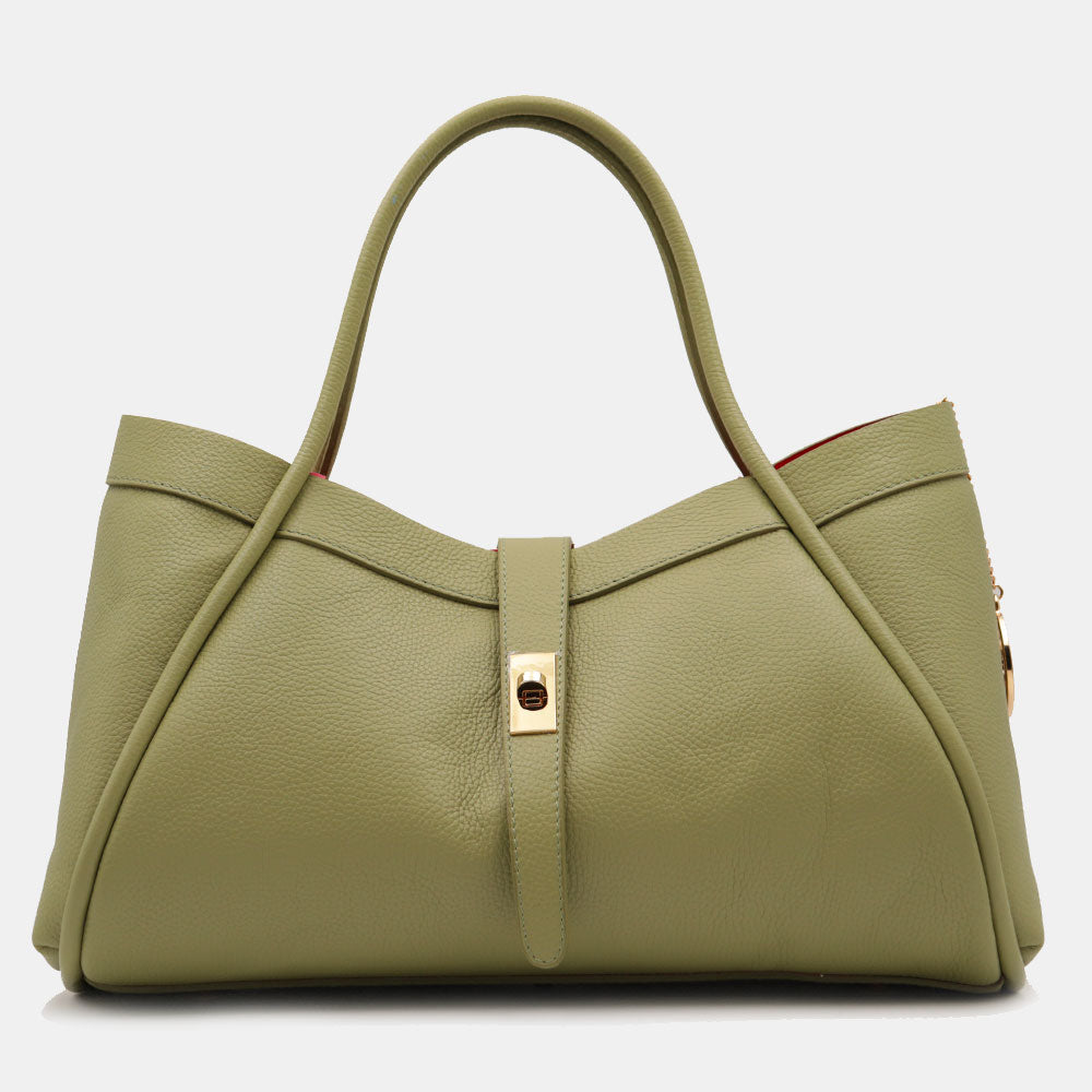 Borsa Donna a Spalla VIAVERDI in Pelle Verde Salvia Made in Italy linea Cortona