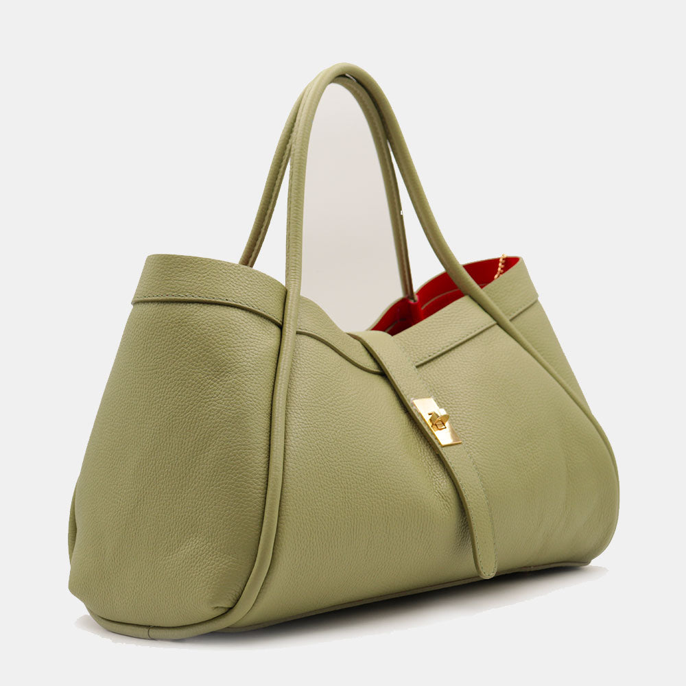 Borsa Donna a Spalla VIAVERDI in Pelle Verde Salvia Made in Italy linea Cortona