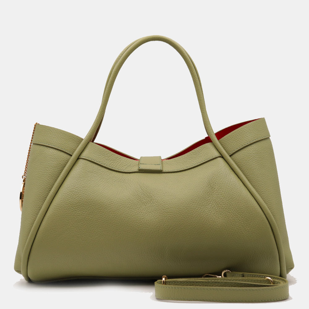 Borsa Donna a Spalla VIAVERDI in Pelle Verde Salvia Made in Italy linea Cortona