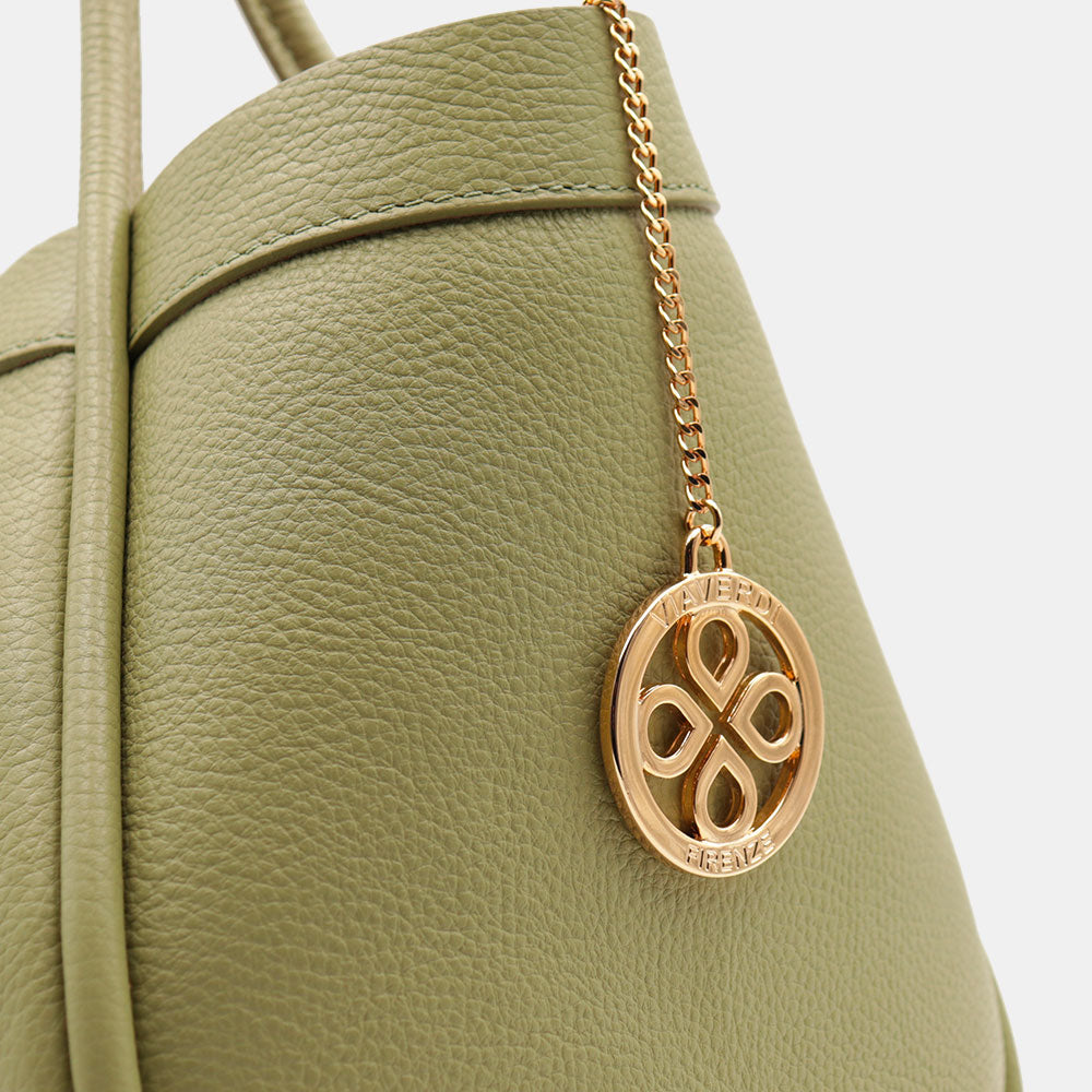 Borsa Donna a Spalla VIAVERDI in Pelle Verde Salvia Made in Italy linea Cortona