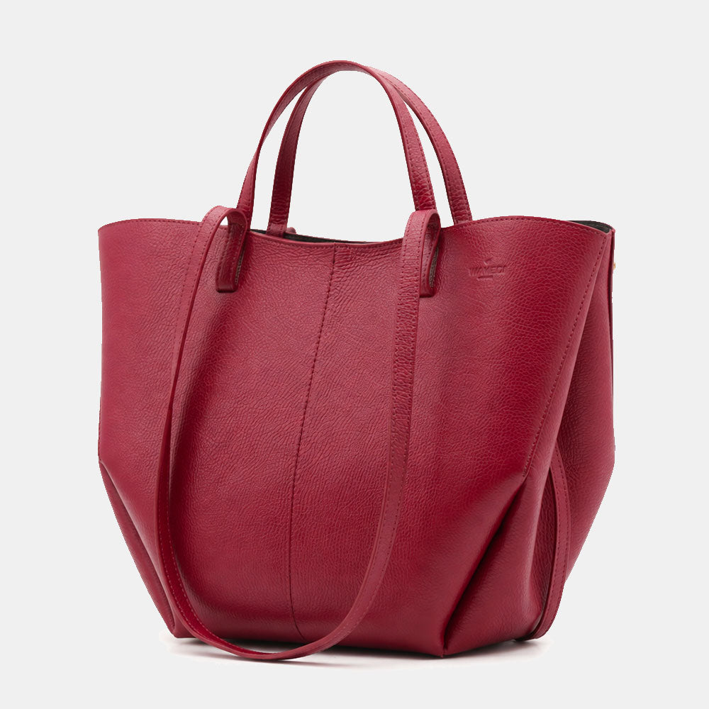 Borsa Doppio Manico a Mano e Spalla VIAVERDI in Pelle Bordeaux Made in Italy linea Capalbio