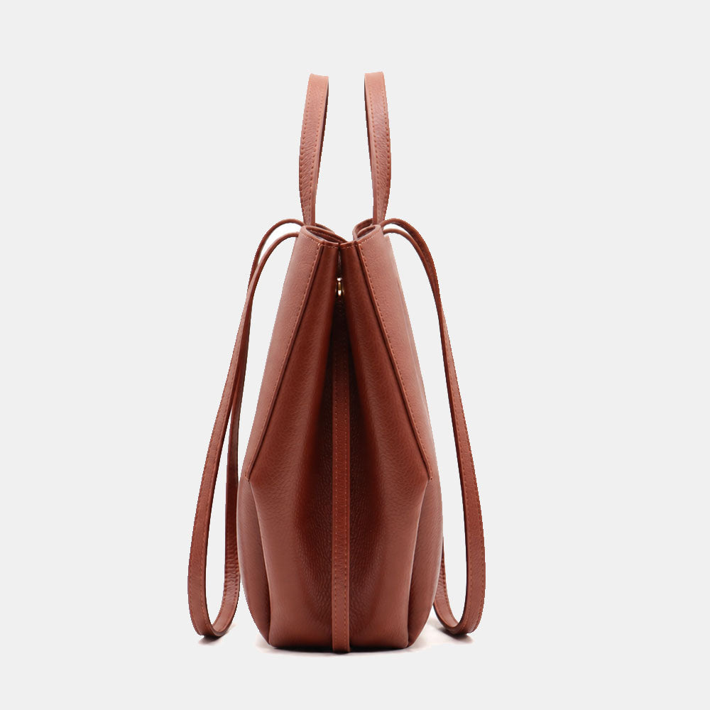 Borsa Doppio Manico a Mano e Spalla VIAVERDI in Pelle Marrone Made in Italy linea Capalbio
