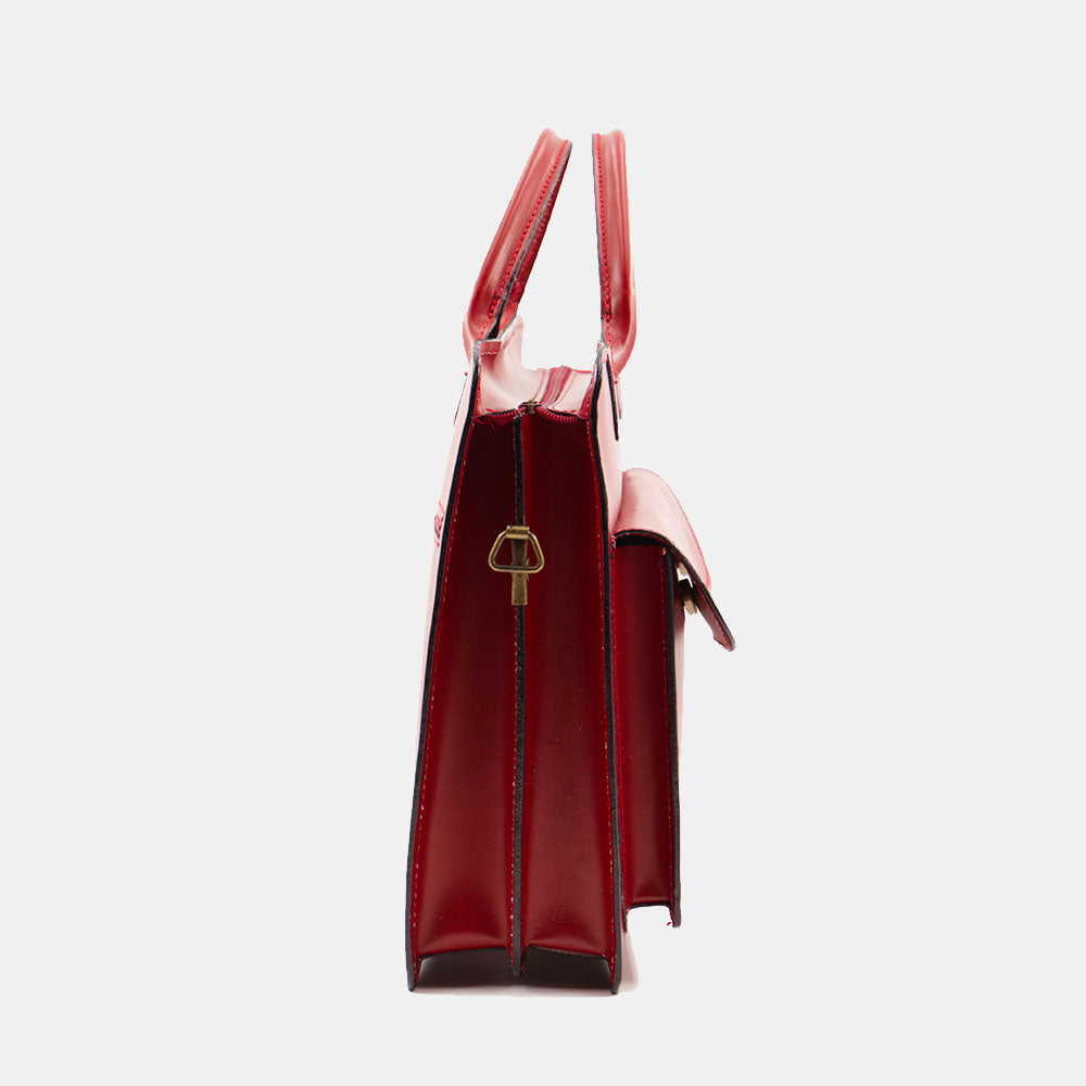 Cartella in Pelle Rossa Doppio Manico VIAVERDI Made in Italy - 3 Soffietti Pc 15.6