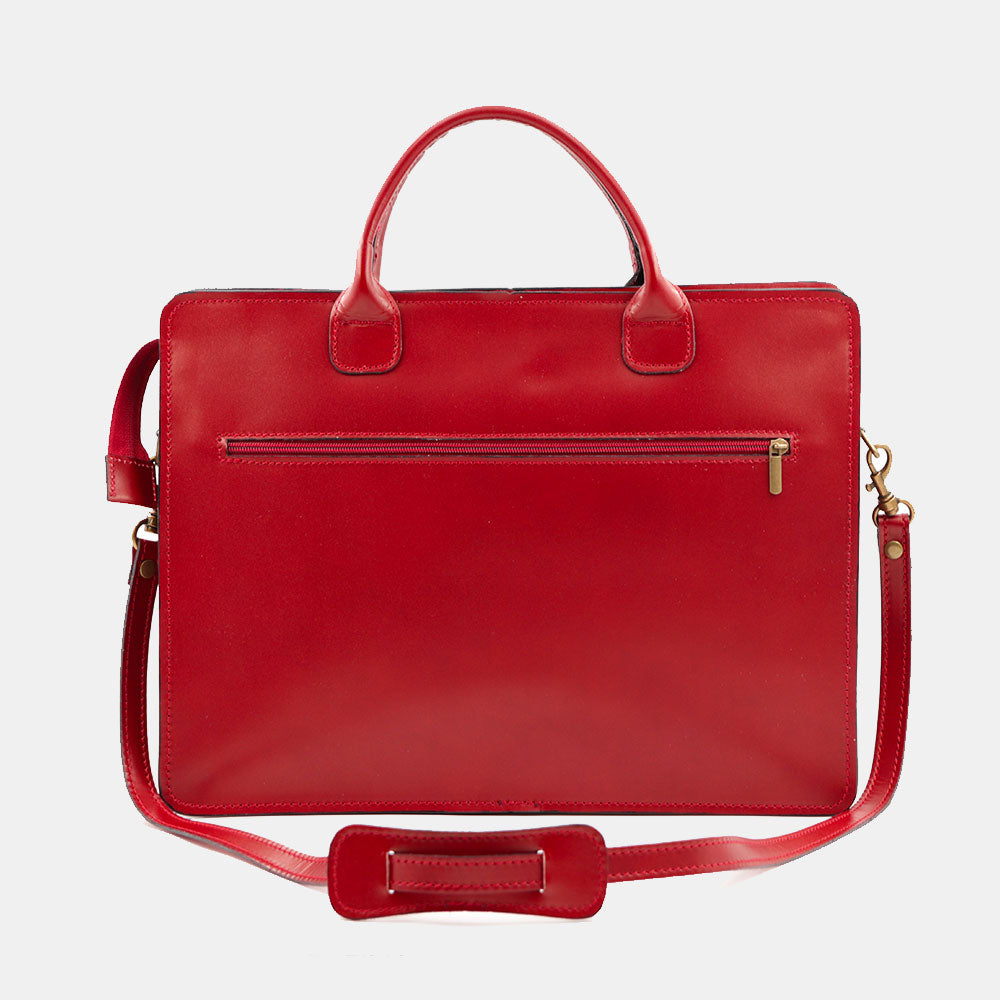 Cartella in Pelle Rossa Doppio Manico VIAVERDI Made in Italy - 3 Soffietti Pc 15.6