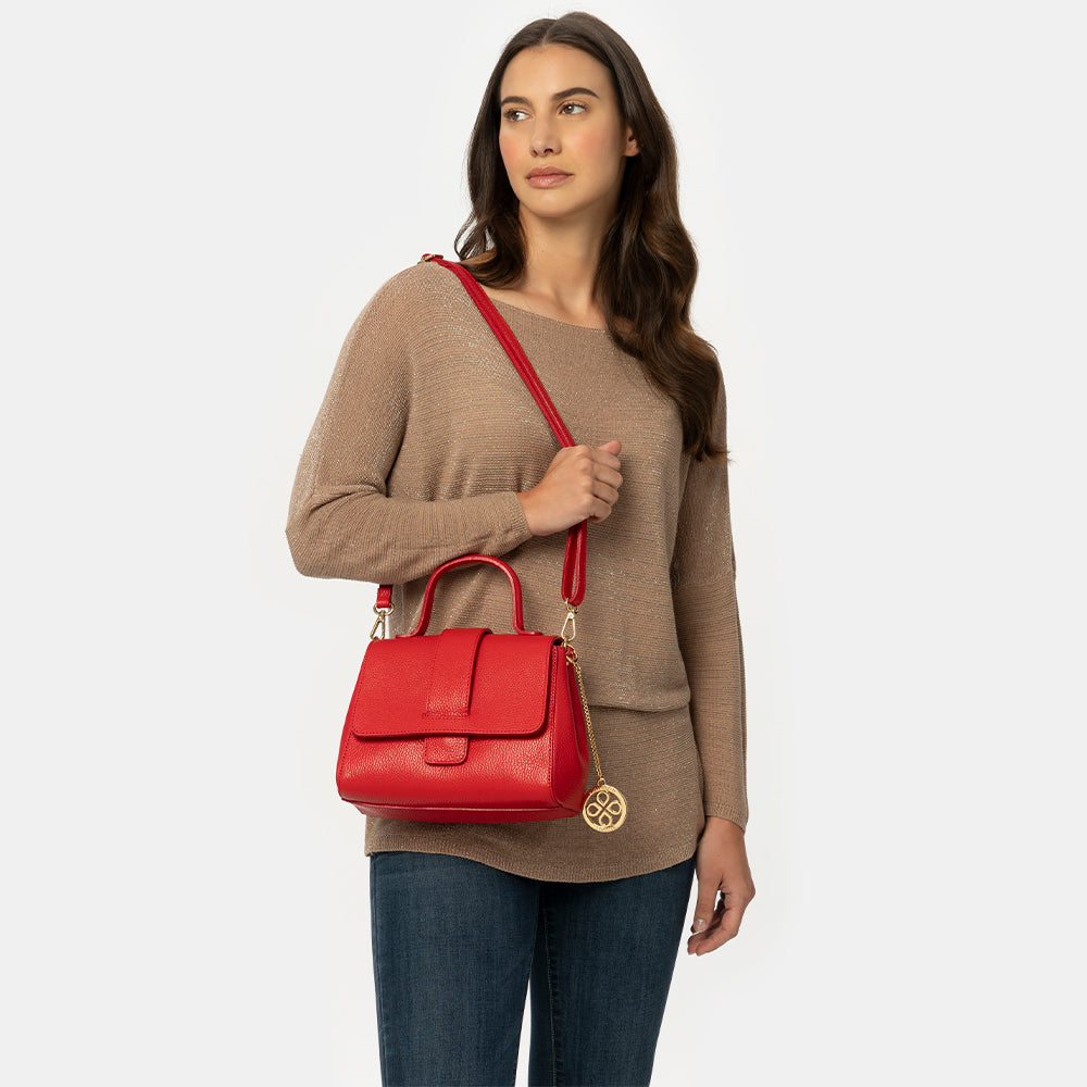 Borsa a Mano con Tracolla VIAVERDI in Pelle Verde Menta Made in Italy linea Fiesole