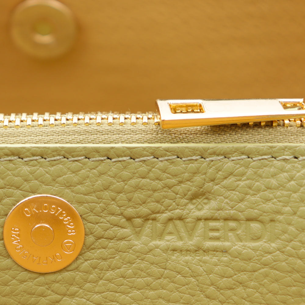 Borsa Donna Secchiello a Mano VIAVERDI in Pelle Verde e Rafia Made in Italy linea Fiesole