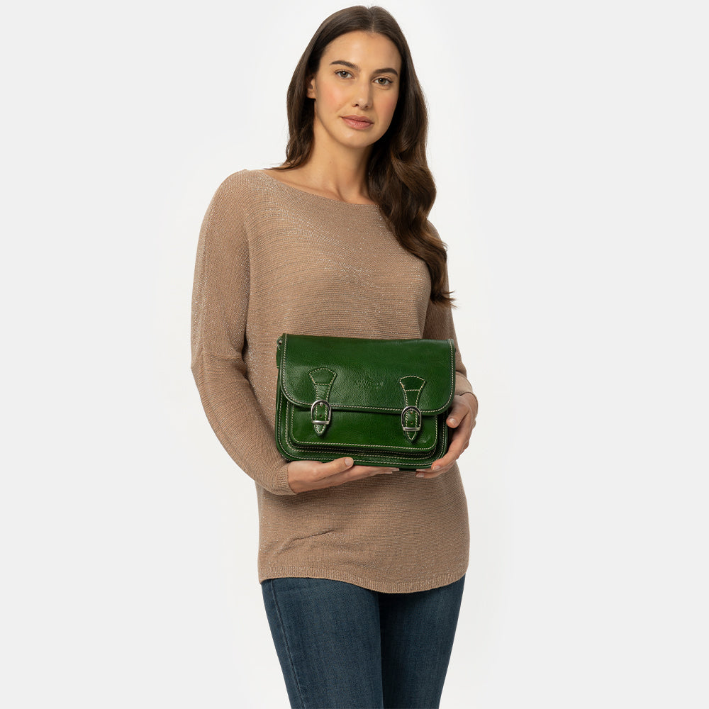 Borsa a tracolla VIAVERDI in Pelle Verde Made in Italy linea Firenze