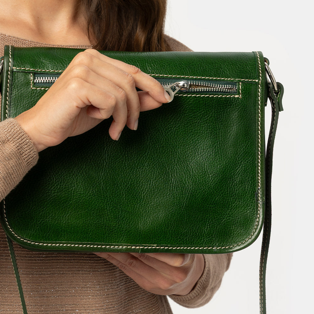 Borsa a tracolla VIAVERDI in Pelle Verde Made in Italy linea Firenze