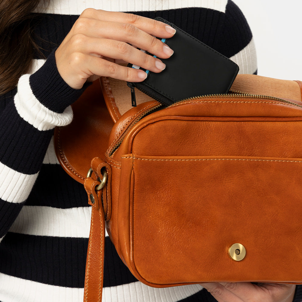 Borsa a Tracolla VIAVERDI in Pelle color Cuoio Made in Italy linea Firenze