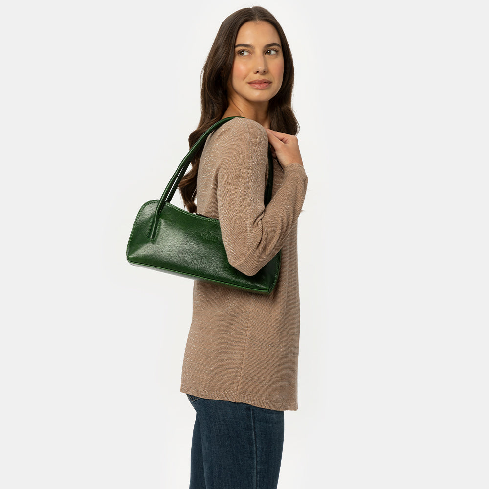 Borsa a Spalla VIAVERDI in Pelle Blu Made in Italy linea Firenze