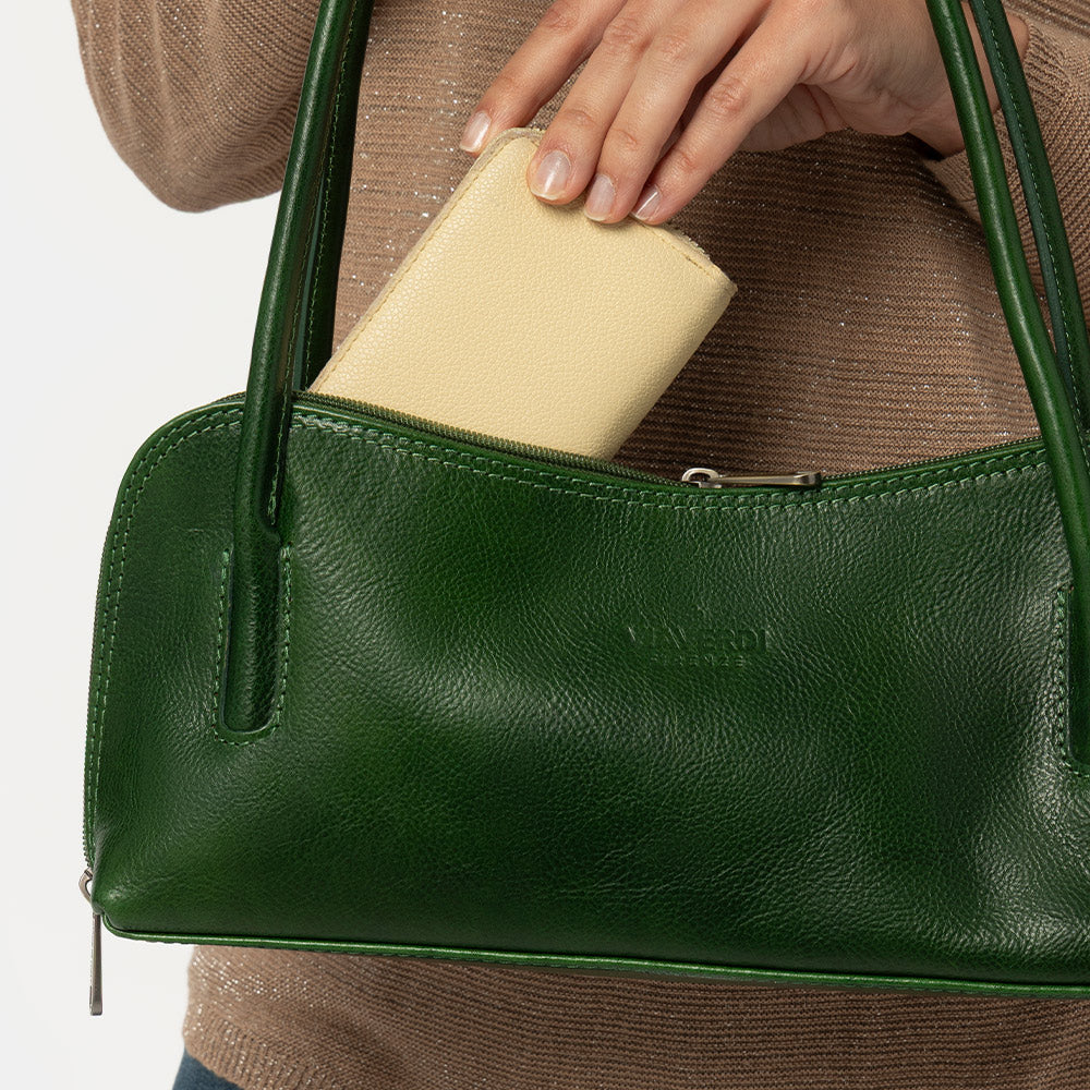 Borsa a Spalla VIAVERDI in Pelle Verde Made in Italy linea Firenze